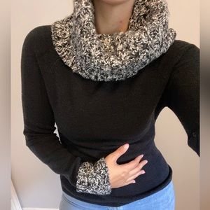 mac & jac Black Sweater with Salt & Pepper Turtle Neck